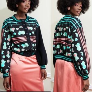 SHEIN MOMI-KO Plaid & Graphic Print Jacket